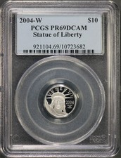 2004-W Proof Platinum Statue of Liberty $10 PR69DCAM Proof 69 Deep Cameo