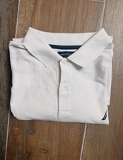 Polo Nautica blanc logo voile brodé piqué coton L