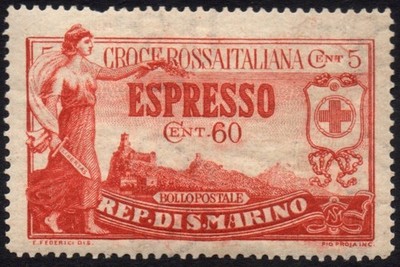 SAN MARINO 1923 - E4 - MLH Espresso* 60+5 c. Italian Red Cross #S#SMY