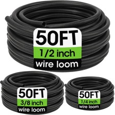 Wire Loom 1/4", 1/2", 3/8 Inch x 50 FT, Split Wire Loom Tubing Wire Conduit,...