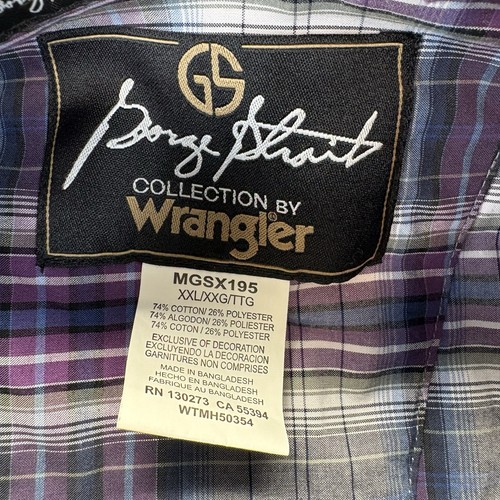 Wrangler George Strait Hemd Herren 2XL grau/lila kariert langarm Button Down - Bild 7 von 8