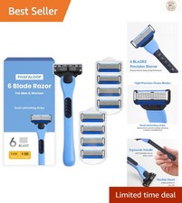 6-Blade Men's Shaving Kit with Dual Lubrication  9 Refills for Smooth Shaves