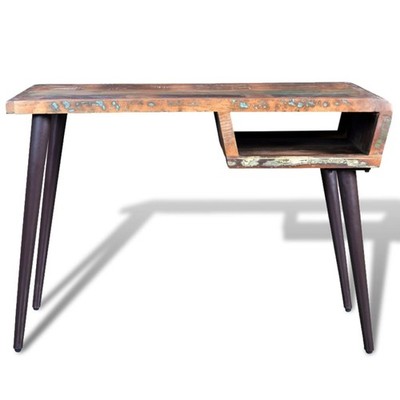 Desk Computer Desk Writing Table with Iron Legs Solid Wood Reclaimed vidaXL