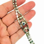 Vintage Estate Silver Tone Sapphire Rhinestone Fold Over Clasp 1960s Bracelet — photo 4