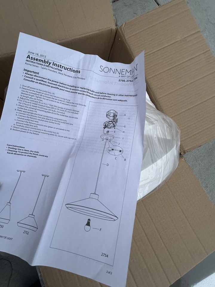 "Colgante Sonneman Koma Meiji 2752.03-E acabado blanco satinado 15"" de ancho" Foto 4 de 4