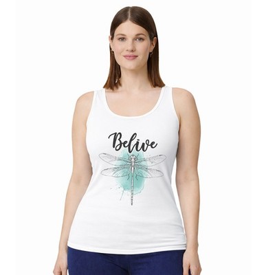 Belive Damen Trägershirt Tank Top Libelle Natur Boho Geschenk für Sie
