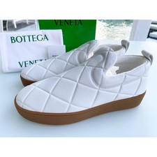 Bottega Veneta Mens 639736 Quilted Embossed White Lambskin Slipon Loafer shoe 42