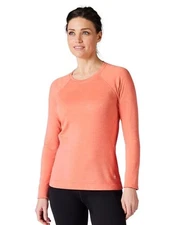 $110 Smartwool Women’s Merino Base Layer Crew Top -Sunset Coral Heather -Medium
