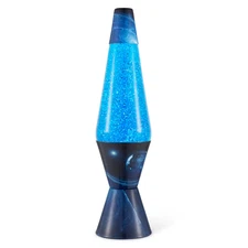 Original 14.5 Inch Azure Galaxy Pattern Lava Lamp, Silver Glitter Wax in Blue Li