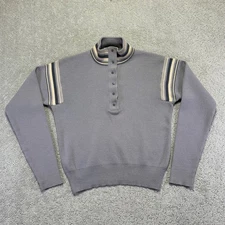 Vintsge Meister Womens Sweater 38 Gray 100% New Wool Mock Neck Snap Pullover