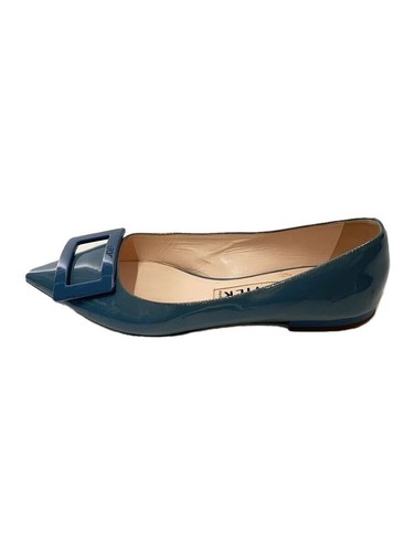 Roger Vivier Ballet Shoes Flat Pumps 38 Blue Enamel GOMMETTINE BALL Used - Picture 1 of 5