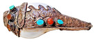 Early Decorated Tibetan Conch Shell Horn Sterling Silver and Stones — photo 2
