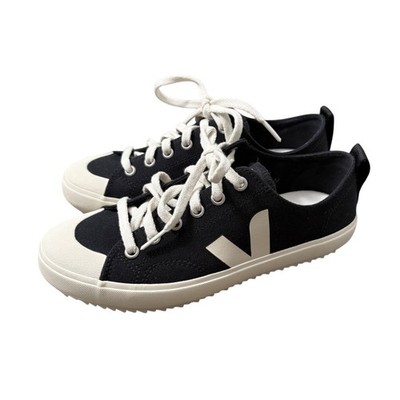 Veja Nova Canvas Sneakers Black Logo Womens Size 7