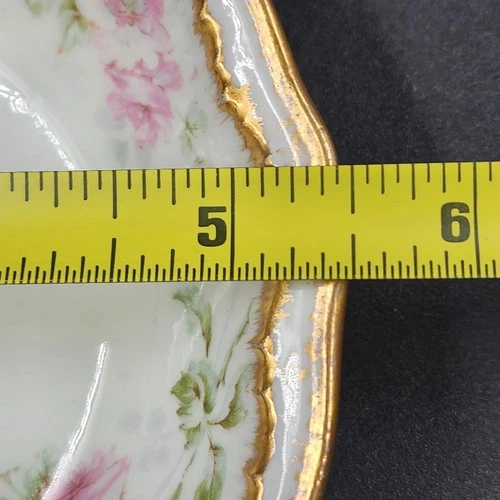 4 Limoges Obst Dessert Schalen 5,5" Die Ardennen Rosa Rosen Gold Haviland Frankreich - Bild 10 von 11