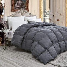 Luxurious Light Weight Goose Down Comforter Queen Size Duvet, Exquisite Gray Str