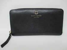Kate Spade Wallet Womens One Size Black Leather Zip Around Wristlet Clutch