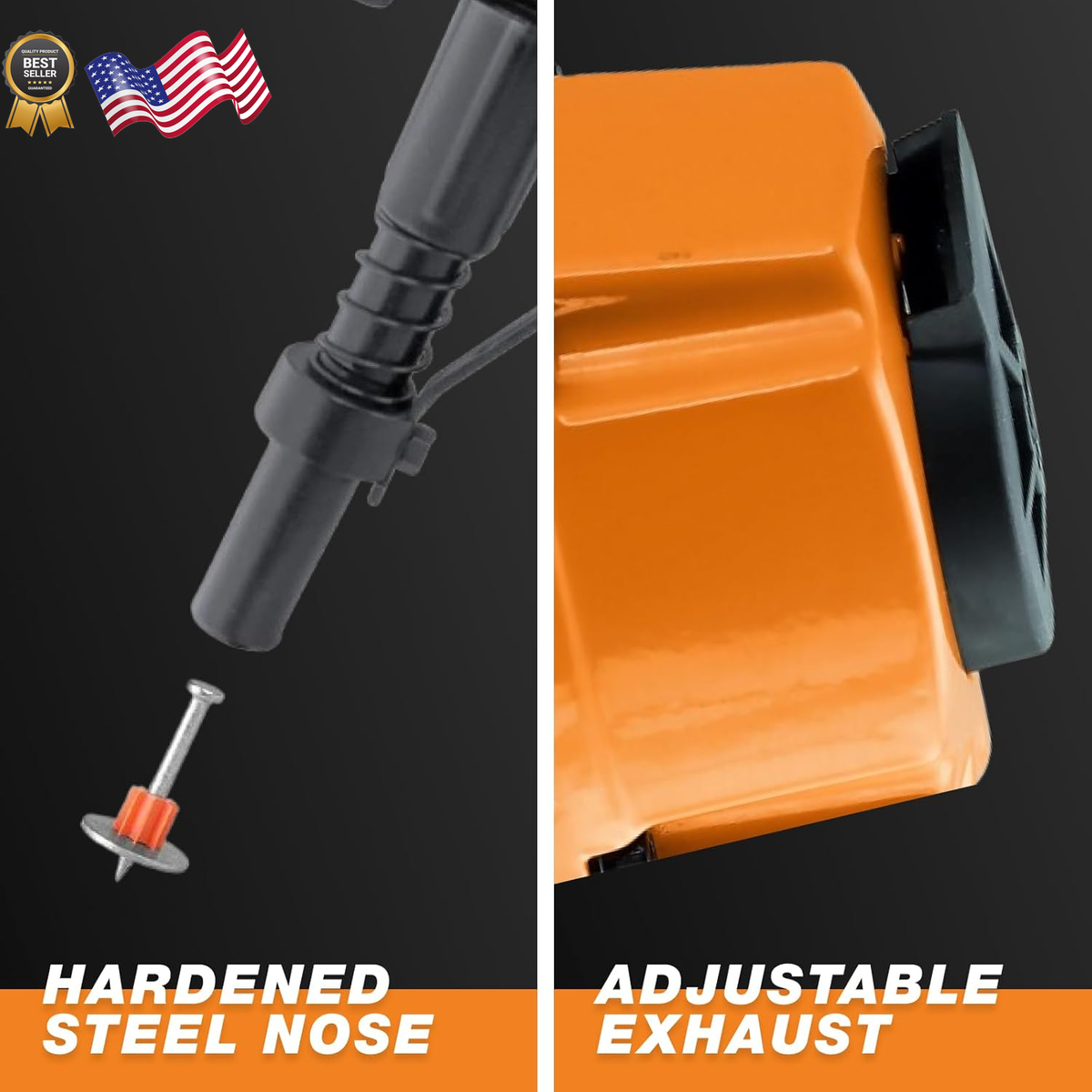 Freeman PSSCP Pneumatic Concrete Nailer – 3-Inch Single Pin, 0.145 Diameter, For Wood, Steel & Metal To Concrete, With Carry Case
