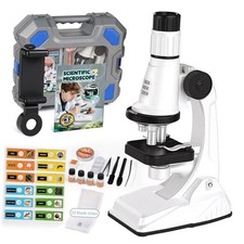 61 Piece Kids Microscope Kit, 100X-1200X Magnification with LED Light 