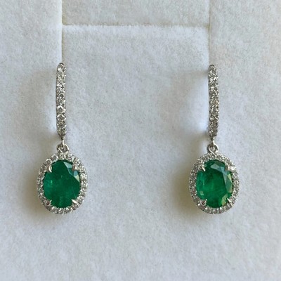 5.00 Ct Oval Cut Natural Emerald Diamond Earring for her 14k White Gold Stud