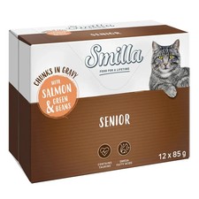 Smilla Salmon & Green Beans Chunks In Gravy Wet Cat Food 24 x 85g *POUCHES* NEW 8.57 per kilo