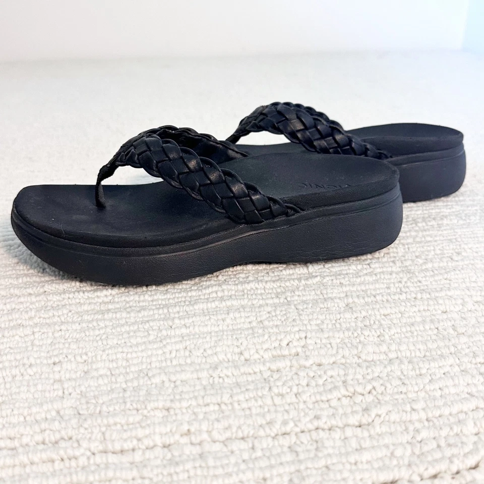 VIONIC Kenji Women's 8 Black Sandal Braided Wedge Boho Comfort Orthopedic Travel - Image 2 of 4