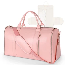 Garment Bags for Travel PU Leather Carry On Garment Duffle Bag for Women with...