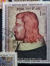 Timbre France 1413 Jean II le bon, roi de France 1964 1f polychrome