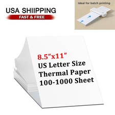 100-1000 Sheet Thermal Printer Paper Folded 8.5x11" US Letter Size for M08F M832