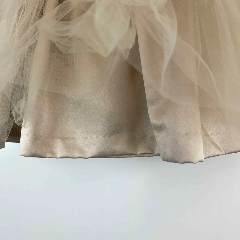 美国天使(18M 18 Mos)花朵女孩缎面薄纱礼服香槟米色婚礼 — 第 3/4 张图片