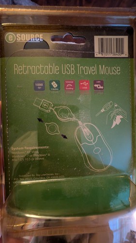 eSource - Retractable USB Travel Mouse - NEW In Package - compact - Picture 5 of 8