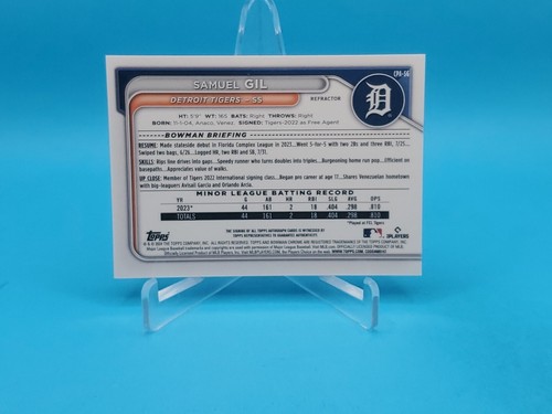 Samuel Gil 2024 Bowman Chrome #CPA-SG 1st Bowman Auto Refractor 388/499 - Tigers - Picture 2 of 2