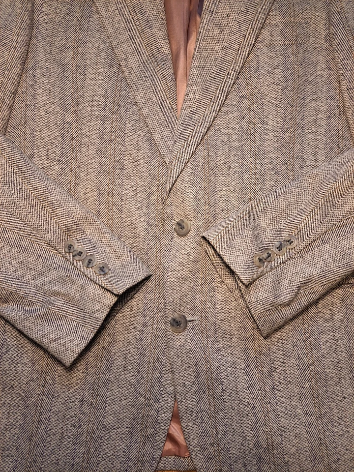 Abrigo Deportivo Cellini DE COLECCIÓN TWEED Para Hombres 40R Blanco Espiga Abrigo Deportivo Traje Seda Foto 3 de 4