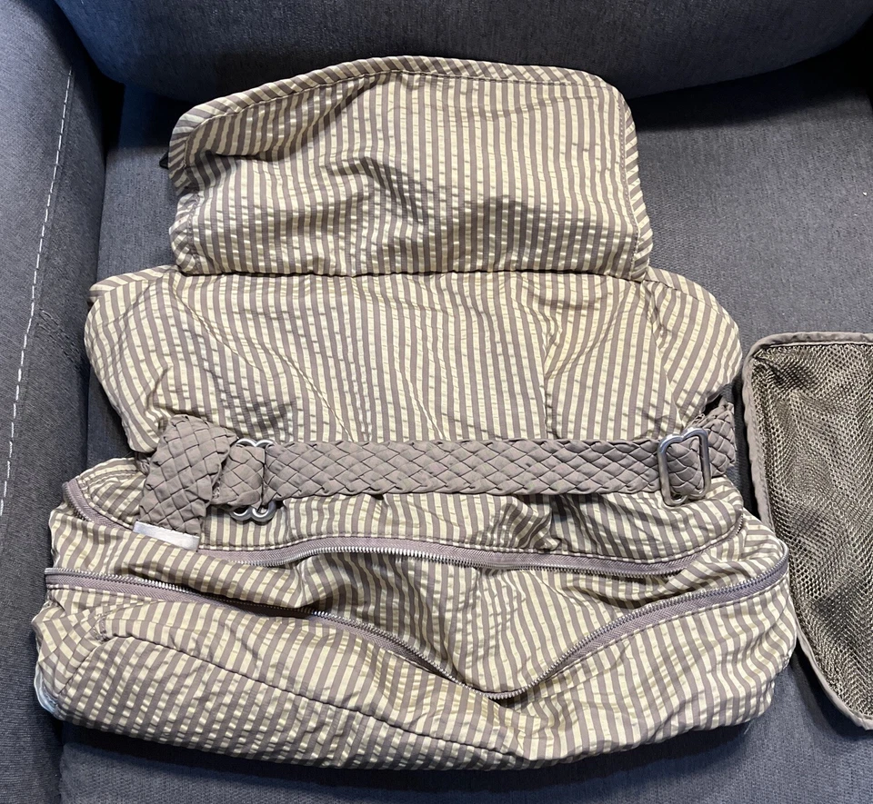 Stella McCartney Large Khaki Green Striped Lesportsac Bag Excellent Condition! - Image 3 of 4