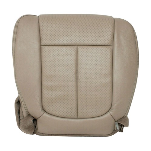 For 2011-16 Ford F250 Lariat Passenger Bottom Perforated Leather Seat Cover Tan - Picture 2 of 10