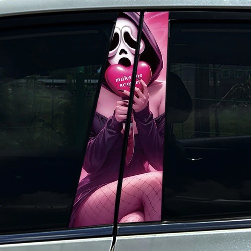 2x Ghost Mask Car B Pillar Sticker Center Column Cover Decals - Bild 12 von 20