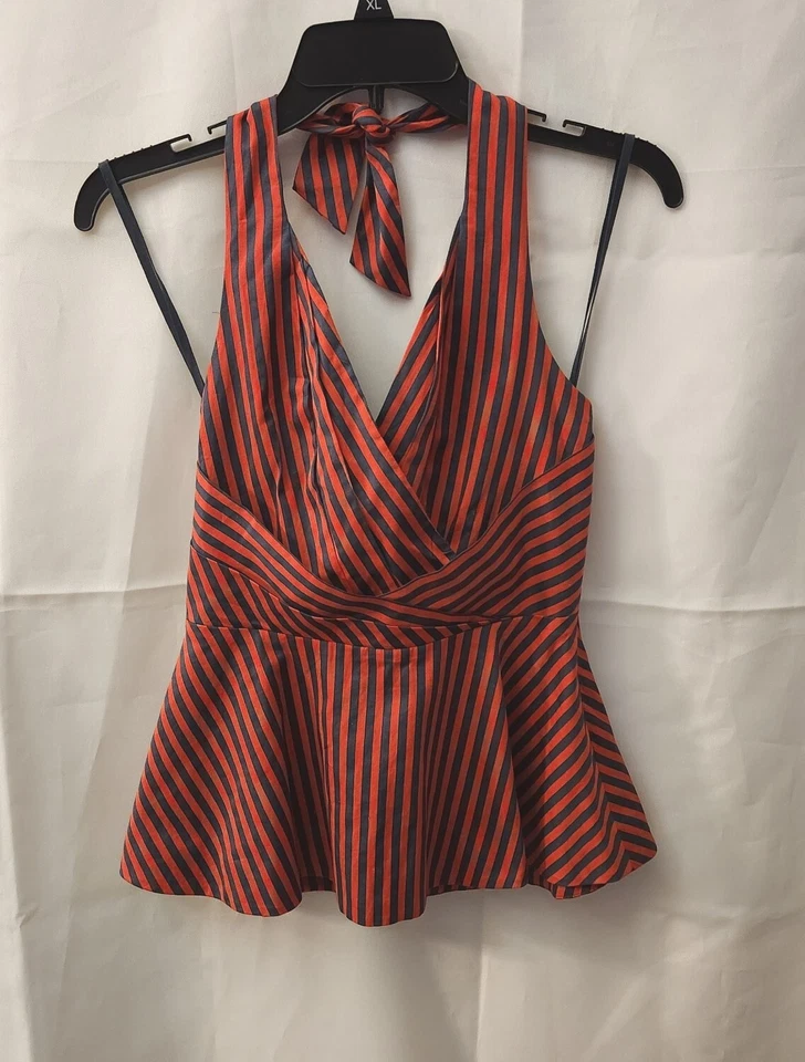 Anthropologie Odelle Halter Top Size 0 Lined Striped - Image 2 of 4
