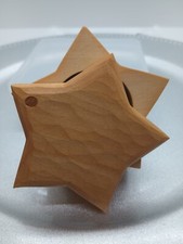 Hand Carved Wood Star Signed Box 3x3