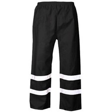 HI VIZ WATERPROOF RAIN OVER TROUSERS MENS ELASTICATED HIGH VIS VISIBILITY PANTS