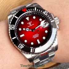 NH35A 200m Diving Automatic Mens Watch 40mm Sapphire Glass Red Dial Date 316L