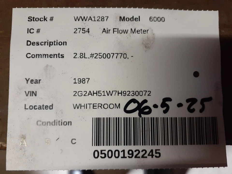 Medidor de flujo de aire de inyección de combustible usado se adapta a: Pontiac 6000 1987 grado A Foto 4 de 4