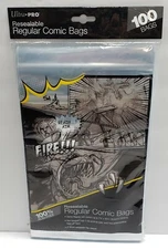 100 PACK - Ultra PRO REGULAR Comic Book Bags RESEALABLE 7 1/8" x 10 1/2" **NEW**