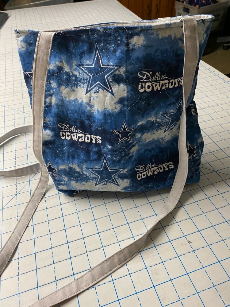Dallas Cowboys Blue & Gray Machine Quilted Handmade Tote Bag