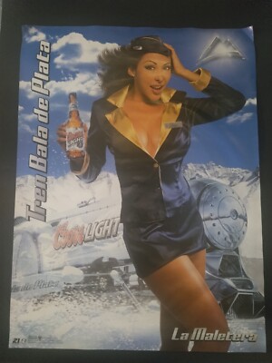 Huge Vintage Beer Poster Coors Light, Maya La Maletera 18x24 Bala De Plata Train