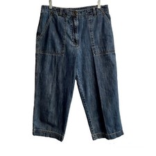 Vintage Jones Sport Size 12 Cropped Jeans Blue Hi Rise Mom Boho Wide Leg 90s