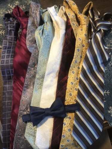Lot Of 8 Men’s Neckties And 1 Bow tie  - Photo 1 sur 6