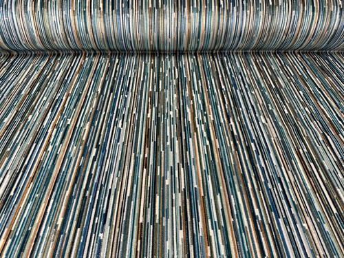 NOUVEAU VELVET Stripe Fabric Teal Blind Curtain/Upholstery - Picture 3 of 9