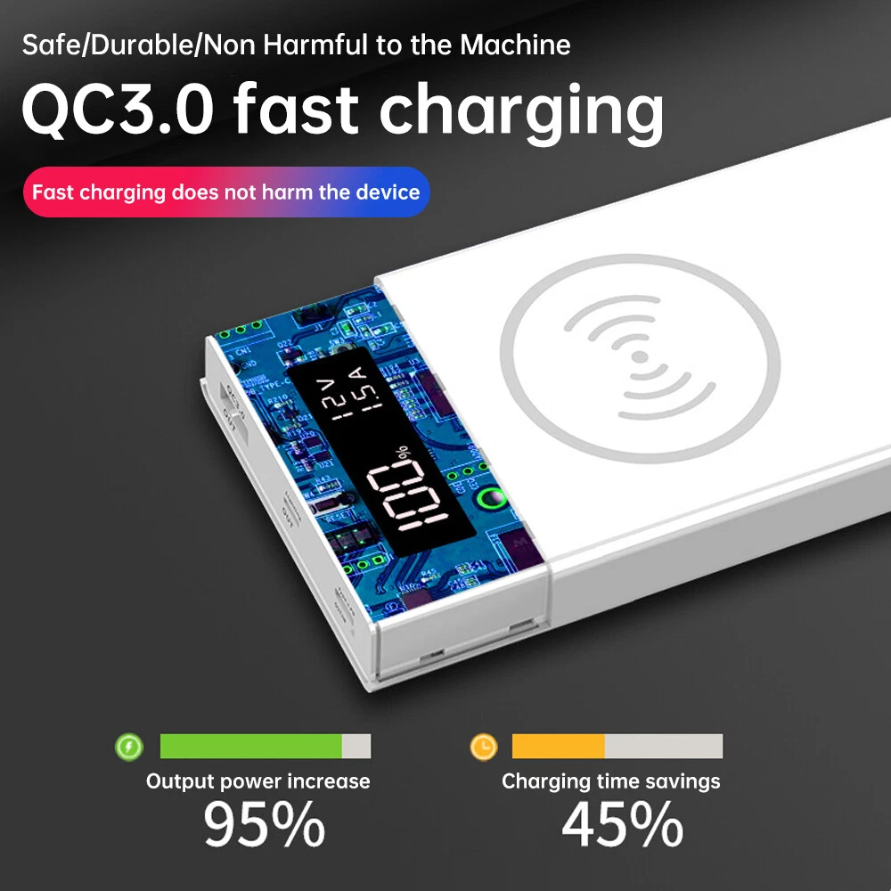 Power Bank Case 6*18650 Battery Charger Box DIY Shell Kit 15W Wireless Charging