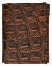 Crocodile Embossed Credit Card ID Cowhide Leather Brown Men's Trifold Wallet new