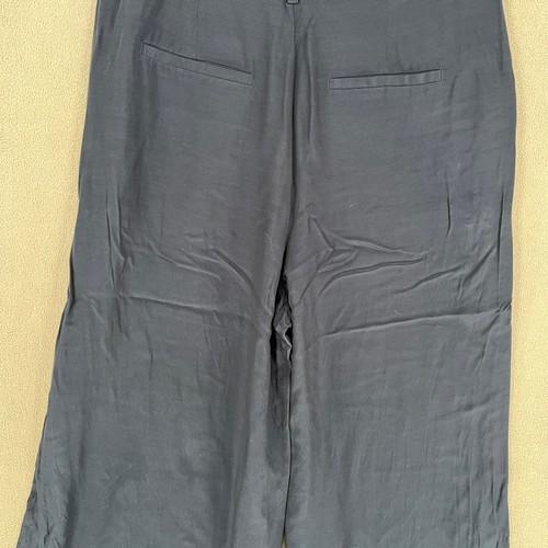 Witchery Pants Womens 12 Blue Relaxed Wide Baggy High Rise Cropped Trouser Navy - Picture 13 of 19