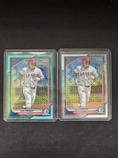 2024 Bowman Chrome - Mike Trout #82 Aqua Mojo Refractor /299 and Base Refractor